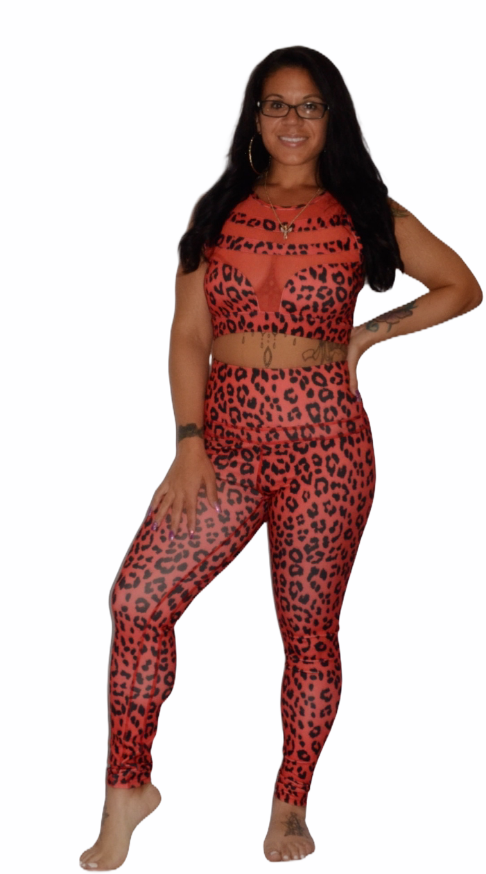 Red Cheetah tight set